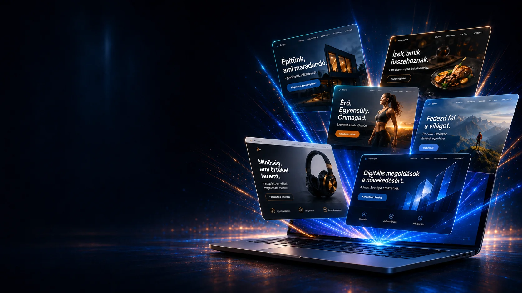 Egyedi weboldal design előnézet – modern, reszponzív megjelenés